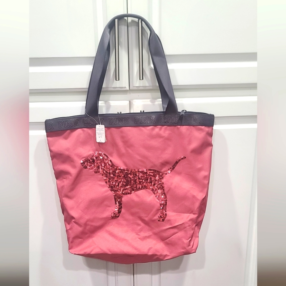 Victoria's Secret PINK Sequin Tote Travel Bag,  NWT